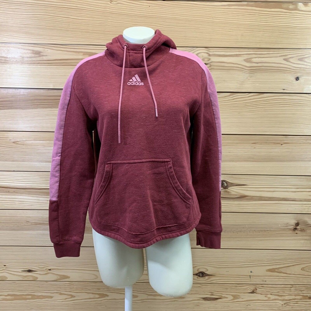 Adidas Sweatshirt Medium Red Pink Heather Hoodie Pullover Long Sleeve B161